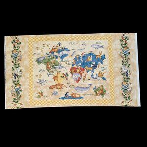 Animals Around The World Fabric Panel 3900 Northcott Sunshine Cottage